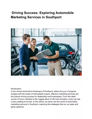 Driving Success: Exploring Automobile Marketing Services in Southport