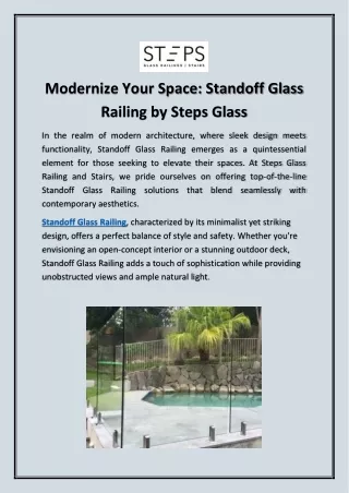 Modernize Your Space: Standoff Glass Railing by Steps Glass