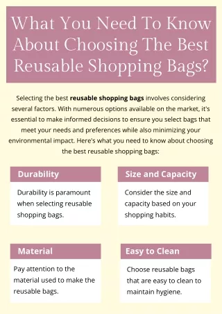 What You Need To Know About Choosing The Best Reusable Shopping Bags?