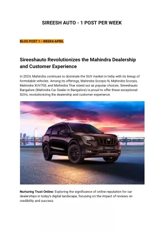 Sireeshauto Revolutionizes the Mahindra Dealership and Customer Experience