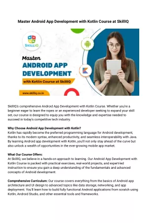 Advanced Android Development with Kotlin - SkilliQ