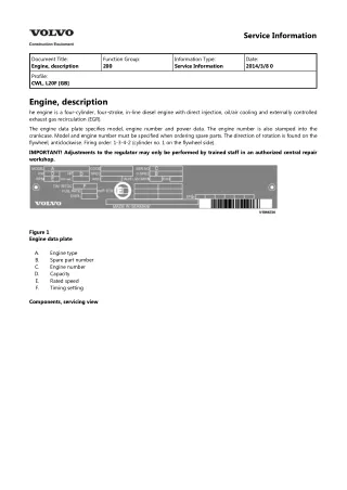 Volvo L20F Compact Wheel Loader Service Repair Manual Instant Download