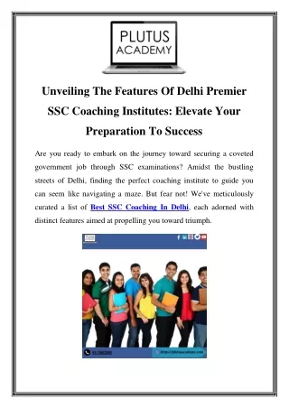 Plutus Academy - The Premier SSC Coaching Destination in Delhi