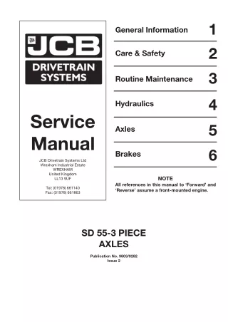 JCB SD55-3 Piece Axles Service Repair Manual