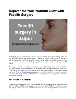 Facelift surgery in Jaipur