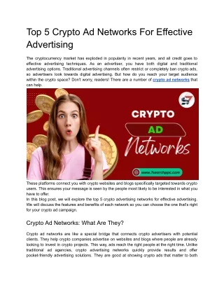 Top 5 Crypto Ad Networks For Effective Advertising
