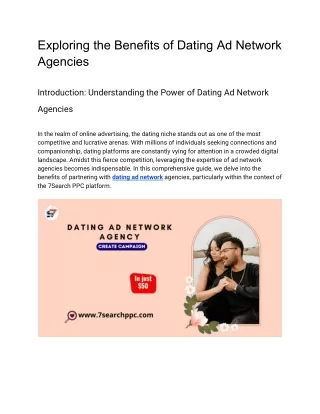 Exploring the Benefits of Dating Ad Network Agencies