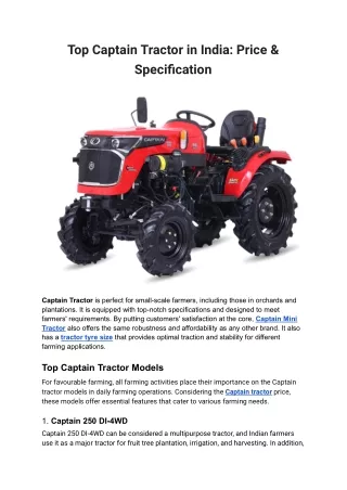 Top Captain Tractor in India_ Price & Specification