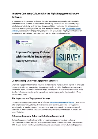 Improve Company Culture with the Right Engagement Survey Software