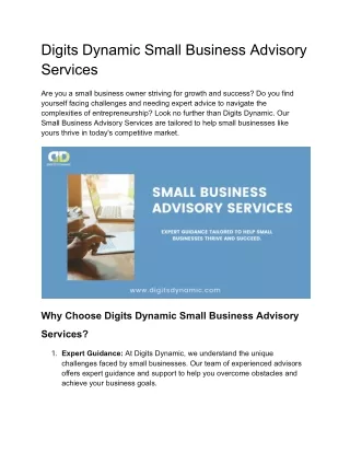 small business advisory services