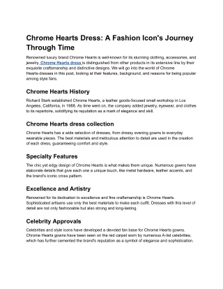 Chrome Hearts Dress_ A Fashion Icon's Journey Through Time