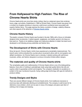 From Hollywood to High Fashion_ The Rise of Chrome Hearts Shirts