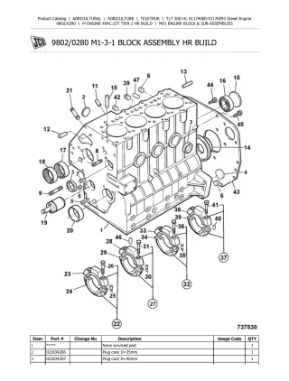 JCB TLT 30D HL (Diesel Engine) Teletruk Parts Catalogue Manual (Serial Number 01174000-01176593)