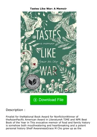 download⚡️ free (✔️pdf✔️) Tastes Like War: A Memoir