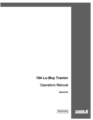 Case IH 154 Lo-Boy Tractor Operator’s Manual Instant Download (Publication No.1084151R1)