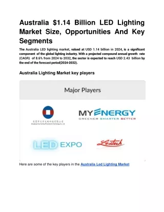 Australia 1.14 Billion LED Lighting Market Size, Opportunities And Key Segments