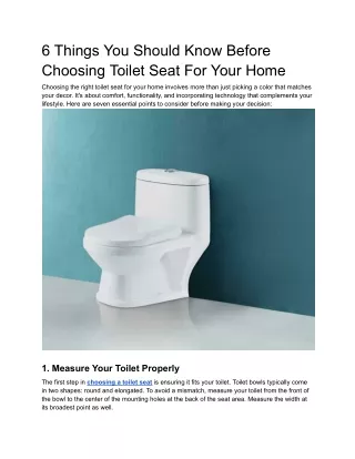 6 Things You Should Know Before Choosing Toilet Seat For Your Home