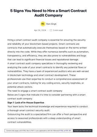 Signs You Need to Hire a Smart Contract Audit Company