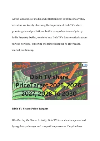 Dish tv share price target 2025 2026 2027 2028 to 2030