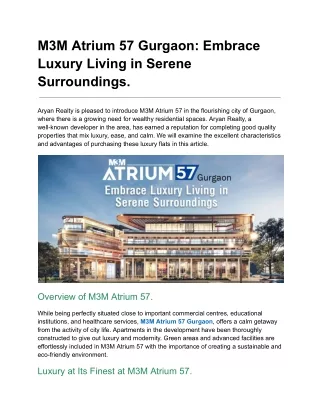 M3M Atrium 57 Gurgaon