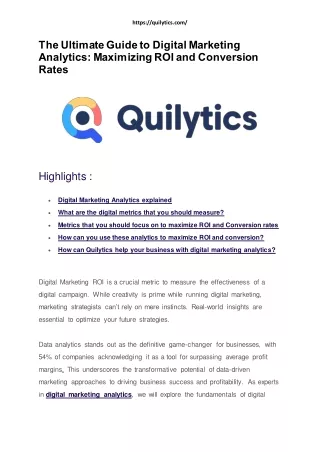 The Ultimate Guide to Digital Marketing Analytics: Maximizing ROI and Conversio