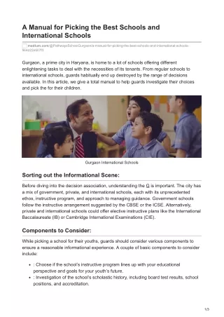 A Manual for Picking the Best Schools and International Schools