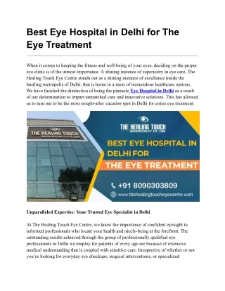 Best Eye Hospital in Delhi