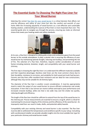 The Essential Guide To Choosing The Right Flue Liner For Your Wood Burner