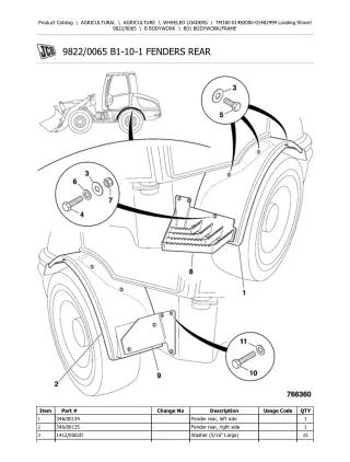 JCB TM180 Telescopic Wheeled Loader Parts Catalogue Manual (Serial Number 01482000-01482999)