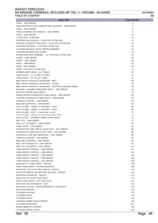 Massey Ferguson MF 850  855E COMBINES, INCLUDES MF 750, - 16922480 Parts Catalogue Manual Instant Download