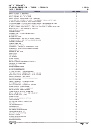 Massey Ferguson MF 860  865 COMBINES (- 174619115) Parts Catalogue Manual Instant Download