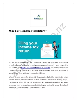 Why To File Income Tax Return?