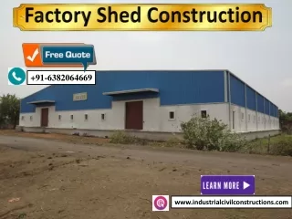 Factory Shed Construction , Factory Building Manufacturers  ,  Prefabricated Industrial Shed in India