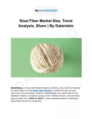 Sisal Fiber Market Size, Share, Growth and Analysis