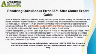 Simple Guide To Resolve QuickBooks Error 3371 After Cloning