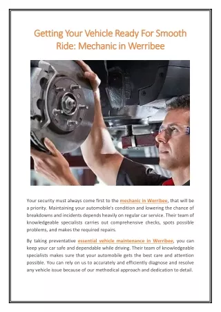 Getting Your Vehicle Ready For Smooth Ride Mechanic in Werribee