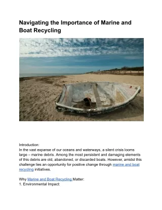 Marine and Boat Recycling