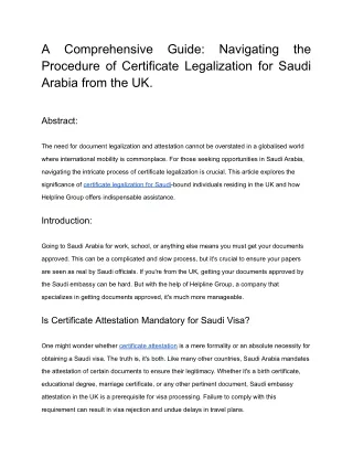 A Detailed overview_ Understanding the process of Certificate Legalization for Saudi Arabia from the UK