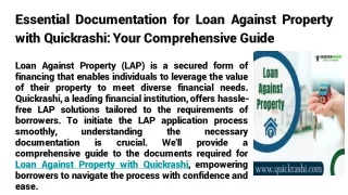 Essential Documentation for Loan Against Property with Quickrashi_ Your Comprehensive Guide