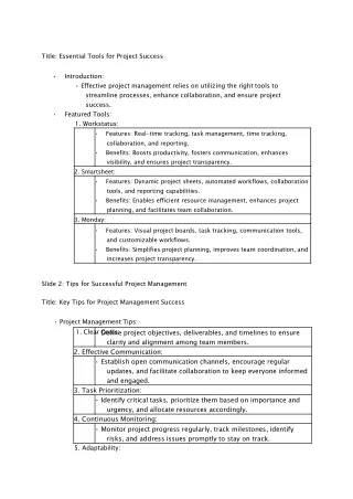 Project Management tools