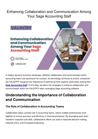 Enhancing Collaboration and Communication Among Your Sage Accounting Staff