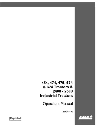 Case IH 454 474 475 574 & 674 Tractors & 2400-2500 Industrial Tractors Operator’s Manual Instant Download (Publication N