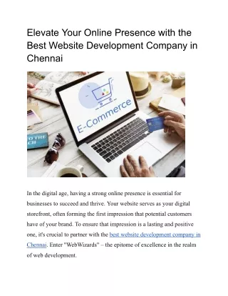 Elevate Your Online Presence with the Best Website Development Company in Chennai