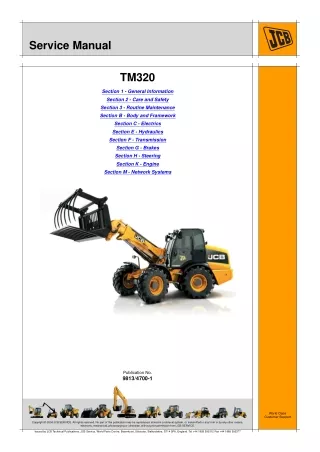 JCB TM320 Telescopic Wheeled Loader Service Repair Manual (serial number 2420601 to 2420800)