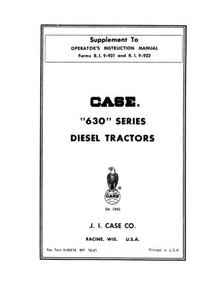 Case IH 630 Series Diesel Tractors Operator’s Manual Instant Download (Publication No.9-92372)