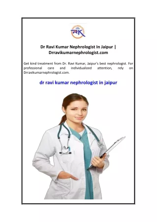 Dr Ravi Kumar Nephrologist In Jaipur  Drravikumarnephrologist.com