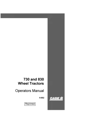 Case IH 730 and 830 Wheel Tractors Operator’s Manual Instant Download (Publication No.9-852)