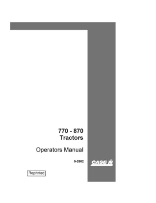 Case IH 770 870 Tractors Operator’s Manual Instant Download (Publication No.9-2802)