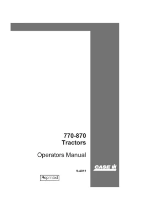 Case IH 770 870 Tractors Operator’s Manual Instant Download (Publication No.9-4011)