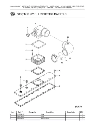 JCB VM146 D  PD (Tier 2) VIBROMAX Parts Catalogue Manual (Serial Number 01800000-01802999)